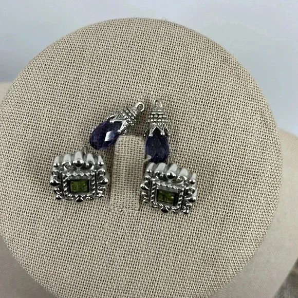 Rare Jennifer Cary 925 Silver Gemstone Earrings & Pendants Set - Picture 7 of 15